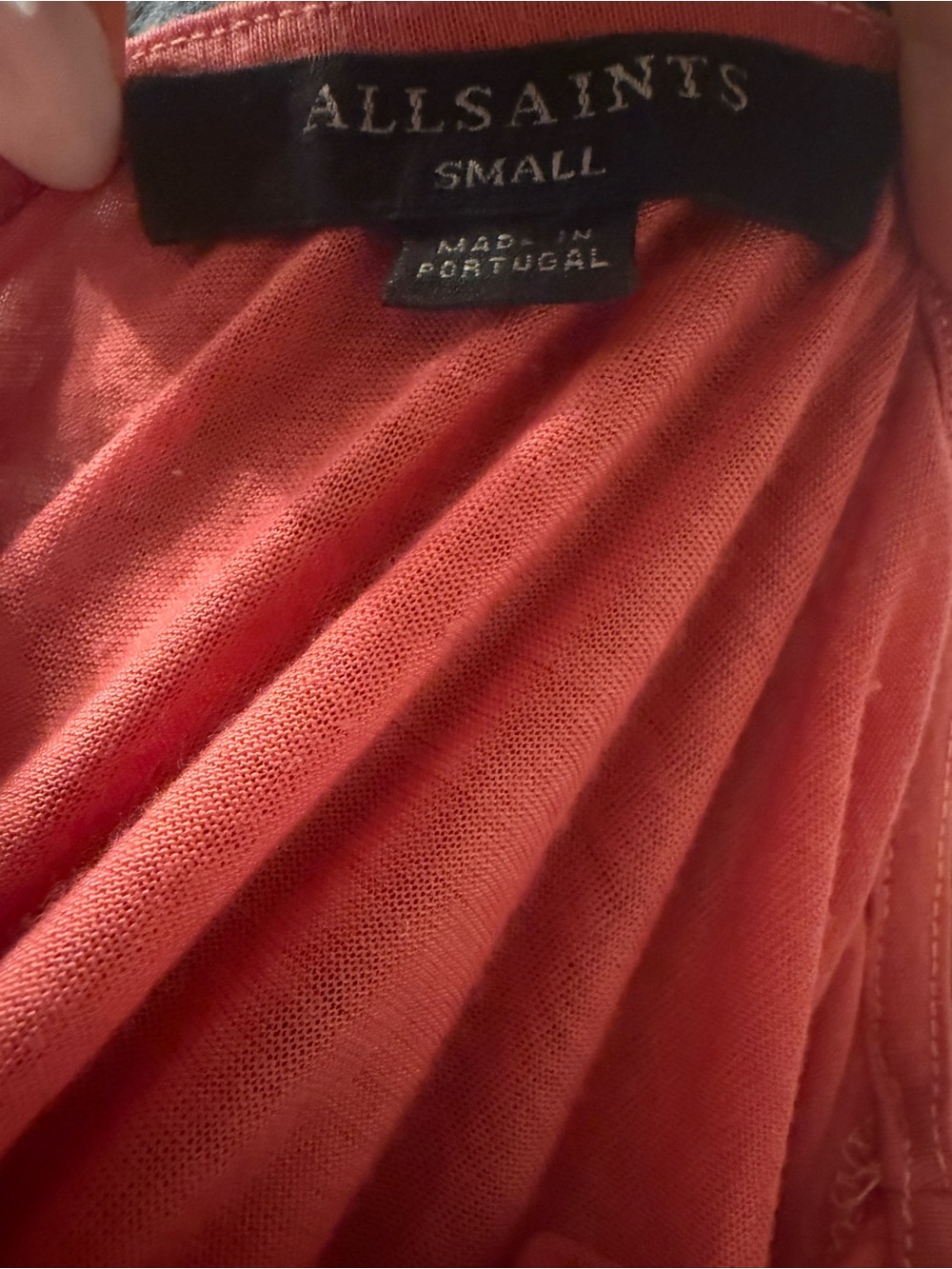 AllSaints Asymmetrical Twist-Knot in Dusty Red Rose Tavi Dreas - Picture 4 of 4